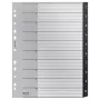 Leitz Recycle índice, PP, extralargo, separador numérico, polipropileno (PP), preto, branco, vertical, A4 Maxi, 160 g/m²