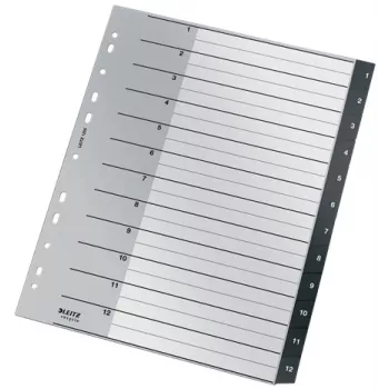 Leitz Recycle índice, PP, extralargo, separador numérico, polipropileno (PP), preto, branco, vertical, A4 Maxi, 160 g/m²