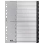 Leitz Recycle índice, PP, extralargo, separador numérico, polipropileno (PP), preto, branco, vertical, A4 Maxi, 160 g/m²