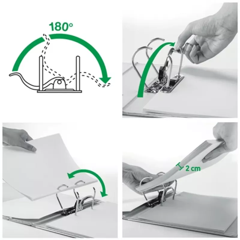 Leitz 180° Recycle dossier de alavanca, A4, cartão, preto, 350 folhas, 80 g/m², 320 mm