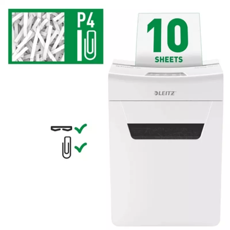 Leitz IQ Protect Premium destruidora de documentos 10X P4, 4 x 40 mm, 18 L, 150 folhas, 55 dB, touch, 10 folhas