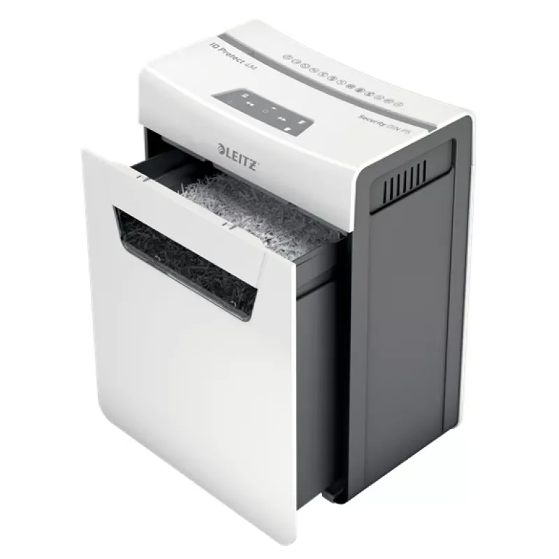 Leitz IQ Protect Premium destruidora de documentos 4M P5, corte micro, 2 x 15 mm, 14 L, 150 folhas, 55 dB, touch