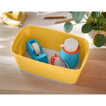 Leitz MyBox Cosy Small com tampa, caixa de arrumação, caixa de arrumação, amarelo, retangular, plástico, monocromático, amarelo