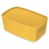 Leitz MyBox Cosy Small com tampa, caixa de arrumação, caixa de arrumação, amarelo, retangular, plástico, monocromático, amarelo