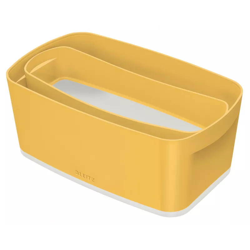 Leitz MyBox Cosy Small com tampa, caixa de arrumação, caixa de arrumação, amarelo, retangular, plástico, monocromático, amarelo