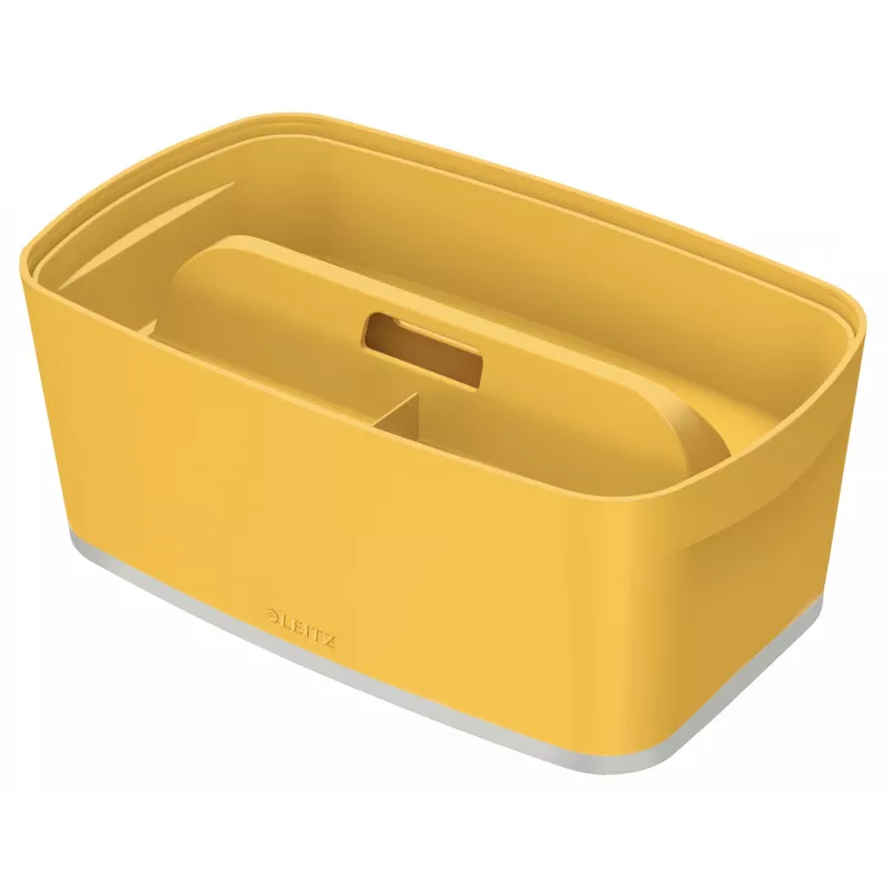Leitz MyBox Cosy Small com tampa, caixa de arrumação, caixa de arrumação, amarelo, retangular, plástico, monocromático, amarelo