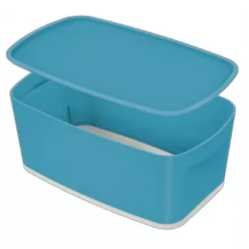 Leitz MyBox Cosy Small com tampa, caixa de arrumação, caixa de arrumação, azul, retangular, plástico, monocromático, interior