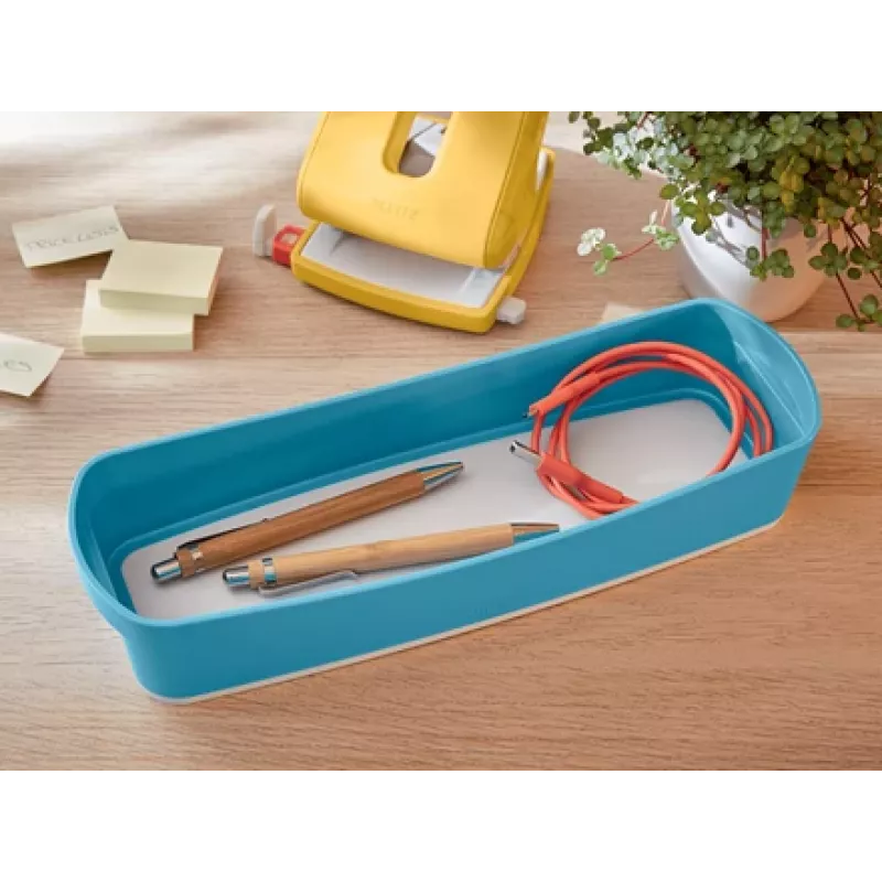 Leitz MyBox Cosy tabuleiro organizador comprido, arrumação, caixa de arrumação, azul, retangular, plástico, monocromático, 307 mm