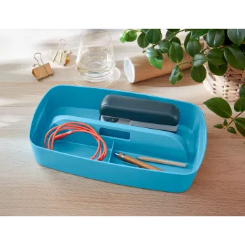 Leitz MyBox Cosy tabuleiro organizador com pega, pequeno, arrumação, azul, plástico, 307 mm, 181 mm, 56 mm, 300 g