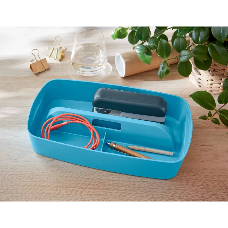 Leitz MyBox Cosy tabuleiro organizador com pega, pequeno, arrumação, azul, plástico, 307 mm, 181 mm, 56 mm, 300 g