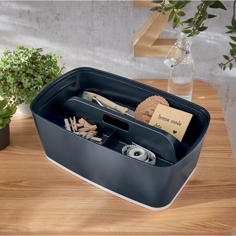 Leitz MyBox Cosy tabuleiro organizador com pega pequeno, arrumação, cinzento, plástico, 307 mm, 181 mm, 56 mm, 300 g