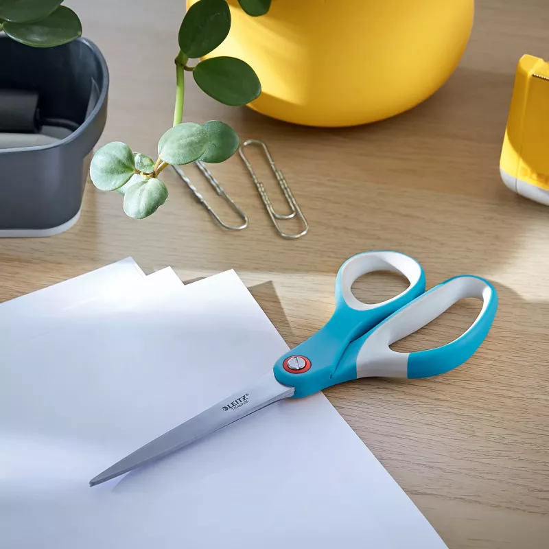 Leitz Cosy Titanium tesoura de escritório 205 mm, adulto, corte reto, individual, azul, aço inoxidável, tesoura de escritório
