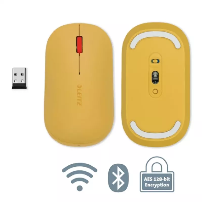Leitz Cosy rato sem fios, ambidestro, RF Wireless + Bluetooth, 4000 DPI, laranja