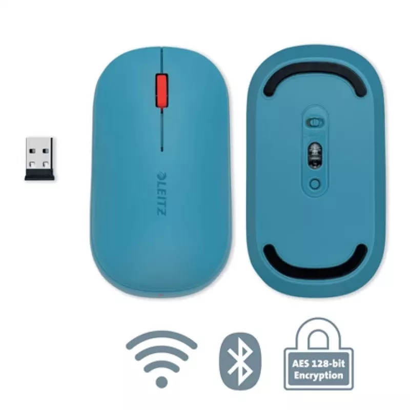 Leitz Cosy rato sem fios, ambidestro, RF Wireless + Bluetooth, 4000 DPI, azul