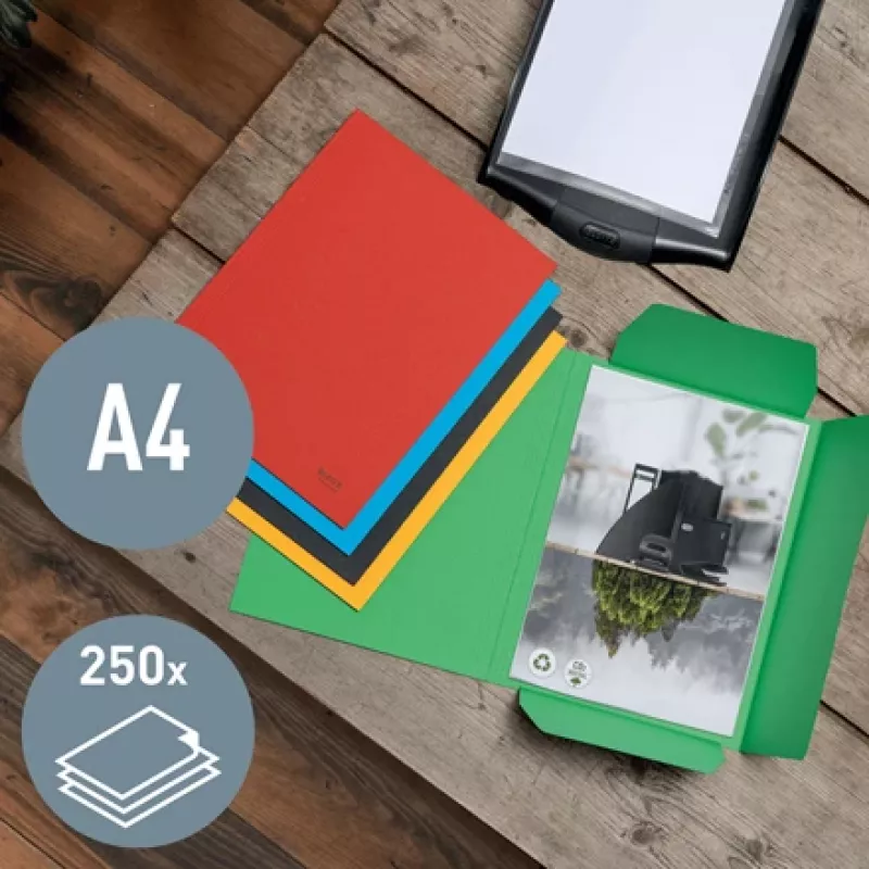 Leitz Recycle Pasta de cartão com 3 abas, dossier convencional, A4, cartão, Vermelho, 250 folhas, 80 g/m²