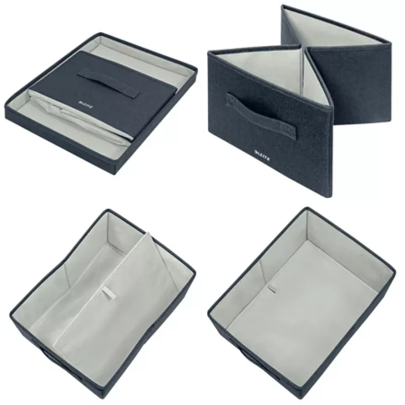 Leitz Caixa de arrumação de tecido com tampa, média, pack de 2, caixa de arrumação, Azul, retangular, tecido, monocolor, tecido