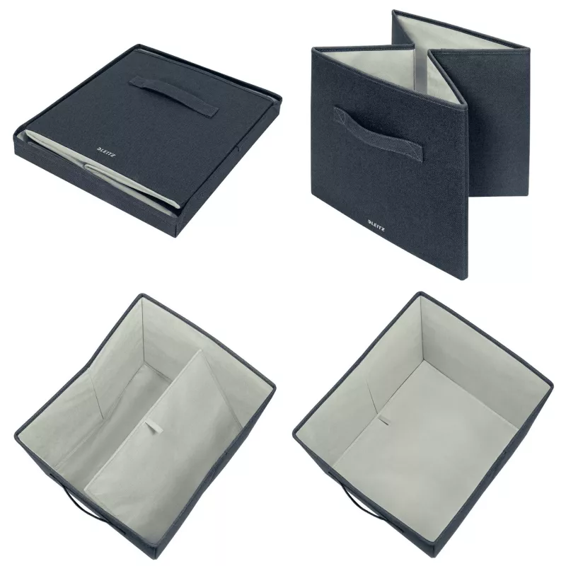 Leitz Caixa de arrumação de tecido com tampa grande, pack de 2, Cinzento, tecido, 330 mm, 380 mm, 325 mm, 1,24 kg