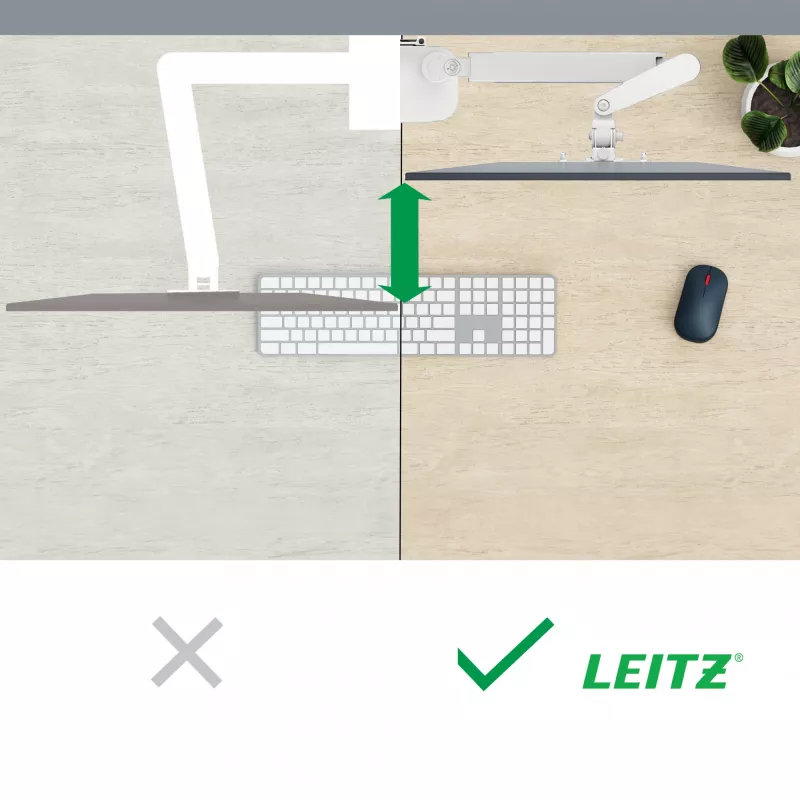 Leitz Ergo Braço de monitor único poupa-espaço, morsa/passagem de mesa, 9 kg, 43,2 cm (17