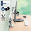 Leitz Ergo Braço duplo para monitor poupa-espaço, morsa/passagem de mesa, 18 kg, 43,2 cm (17