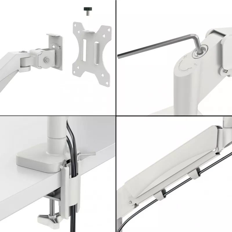 Leitz Ergo Braço duplo para monitor poupa-espaço, morsa/passagem de mesa, 18 kg, 43,2 cm (17