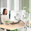 Leitz Ergo Braço duplo para monitor poupa-espaço, morsa/passagem de mesa, 18 kg, 43,2 cm (17
