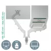 Leitz Ergo Braço duplo para monitor e portátil poupa-espaço, morsa/passagem de mesa, 9 kg, 33 cm (13