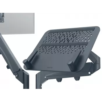 Leitz Ergo Braço duplo para monitor e portátil poupa-espaço, morsa/passagem de mesa, 18 kg, 43,2 cm (17