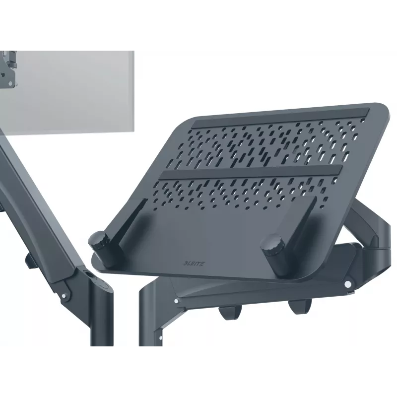 Leitz Ergo Braço duplo para monitor e portátil poupa-espaço, morsa/passagem de mesa, 18 kg, 43,2 cm (17
