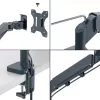 Leitz Ergo Braço duplo para monitor e portátil poupa-espaço, morsa/passagem de mesa, 18 kg, 43,2 cm (17