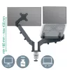 Leitz Ergo Braço duplo para monitor e portátil poupa-espaço, morsa/passagem de mesa, 18 kg, 43,2 cm (17