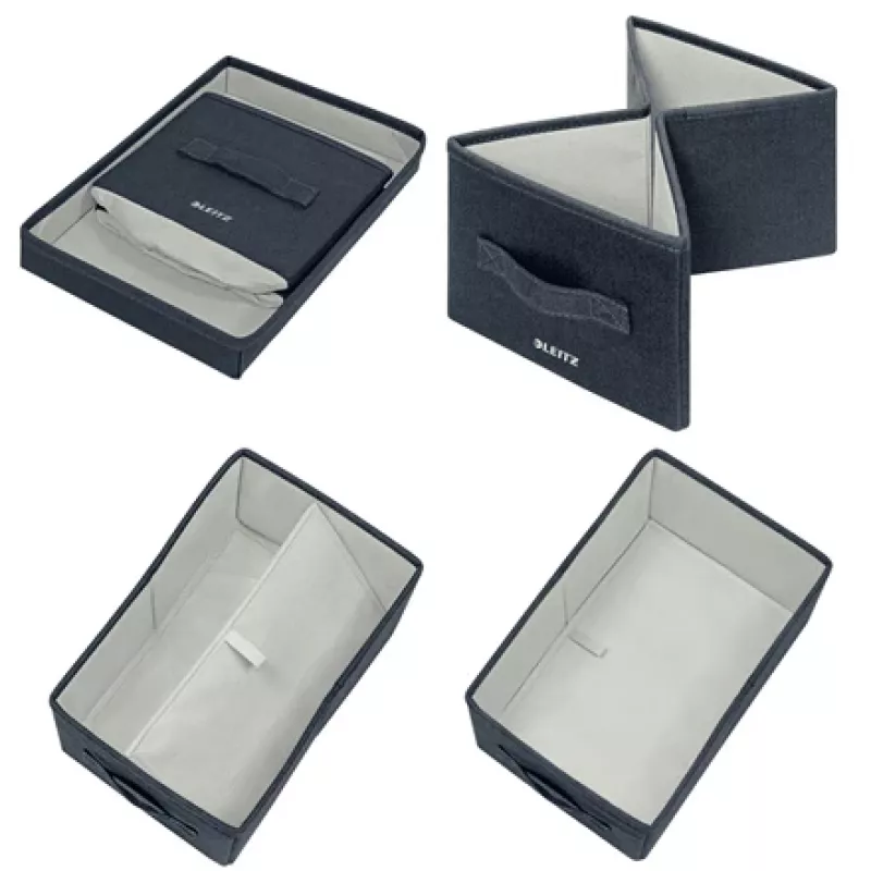 Leitz Caixa de arrumação de tecido com tampa pequena, pack de 2, caixa de arrumação, Azul, retangular, tecido, monocolor, tecido