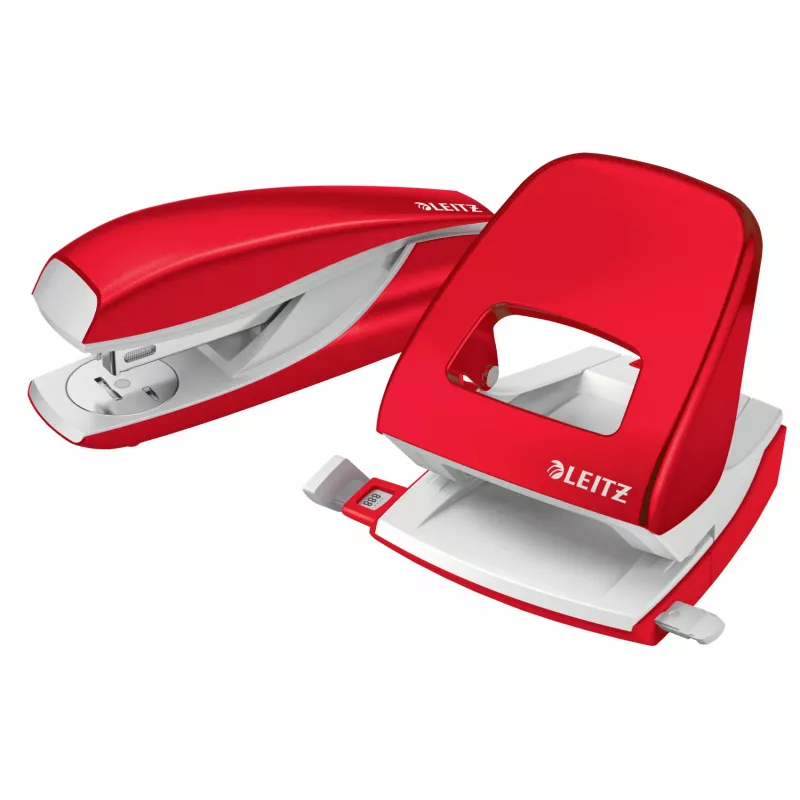 Leitz Perfurador WOW 5008 metal 2 furos / 30 folhas, 30 folhas, vermelho, branco, metal, 8 cm, 5,5 mm, A6