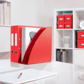 Leitz Porta-revistas WOW, vermelho, plástico, A4, 75 mm, 258 mm, 312 mm