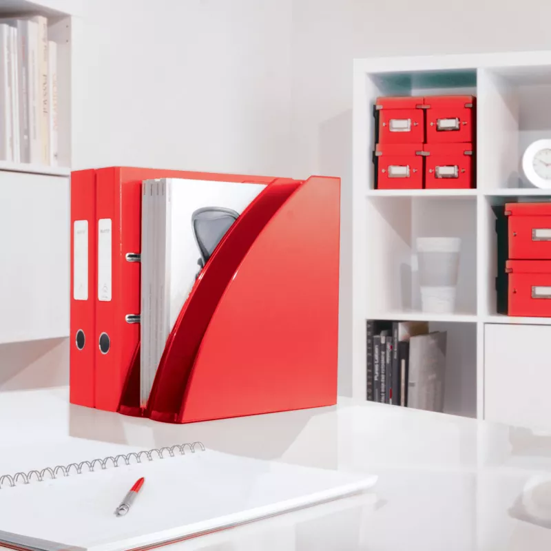 Leitz Porta-revistas WOW, vermelho, plástico, A4, 75 mm, 258 mm, 312 mm