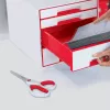 Leitz Tesoura de escritório WOW Titanium 205 mm, adulto, corte reto, unidade, vermelho, branco, aço inoxidável, tesoura de escritório