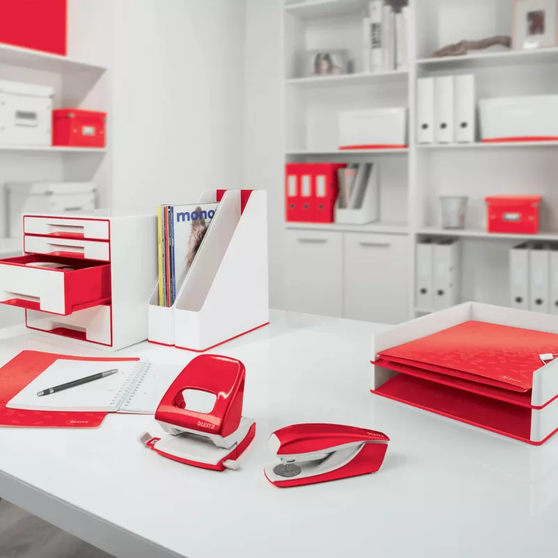 Leitz Caixa para revistas WOW Dual Colour, vermelho, branco, plástico, A4, 73 mm, 318 mm, 272 mm