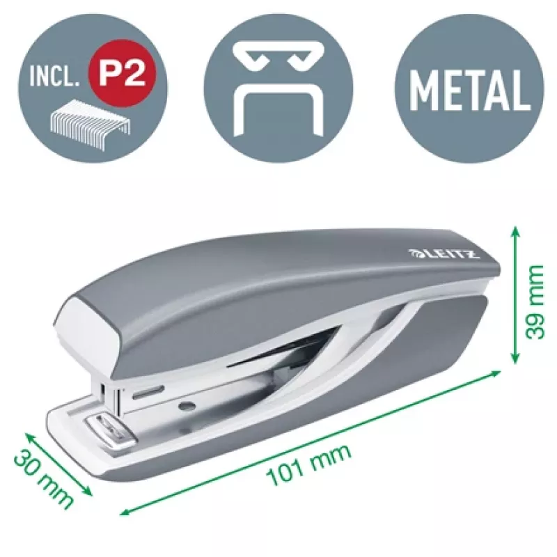 Leitz Conjunto agrafador e perfurador Mini WOW, 10 folhas, vermelho, P2, metal, 80 g/m², 3,5 cm