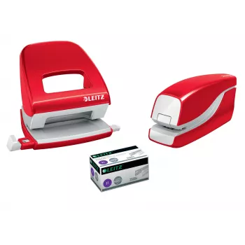 Leitz Agrafador a pilhas WOW 5566, 10 folhas, agrafamento padrão, 1 cm, plástico, vermelho, pilha