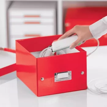Leitz Click & Store WOW Caixa de arrumação pequena, caixa de arrumação, vermelho, retangular, cartão, monocromático, interior