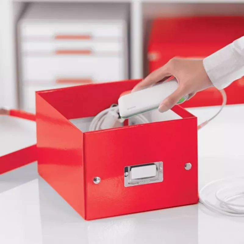 Leitz Click & Store WOW Caixa de arrumação pequena, caixa de arrumação, vermelho, retangular, cartão, monocromático, interior