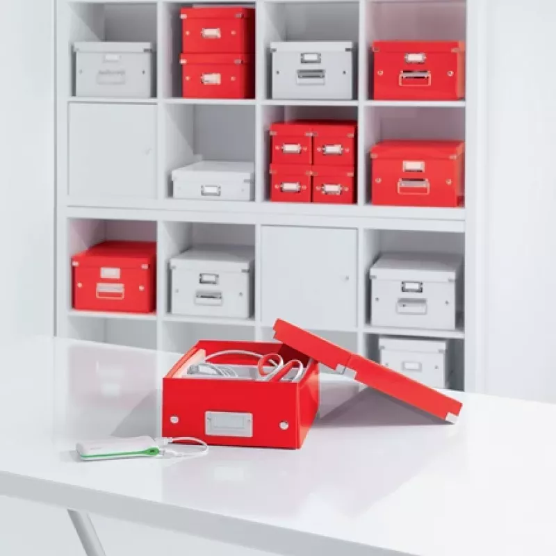 Leitz Click & Store WOW Caixa de arrumação pequena, caixa de arrumação, vermelho, retangular, cartão, monocromático, interior