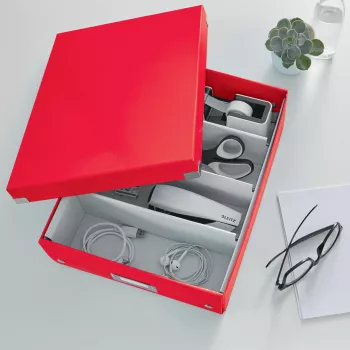 Leitz Click & Store WOW Caixa organizadora média, caixa de arrumação, vermelho, retangular, cartão, monocromático, interior