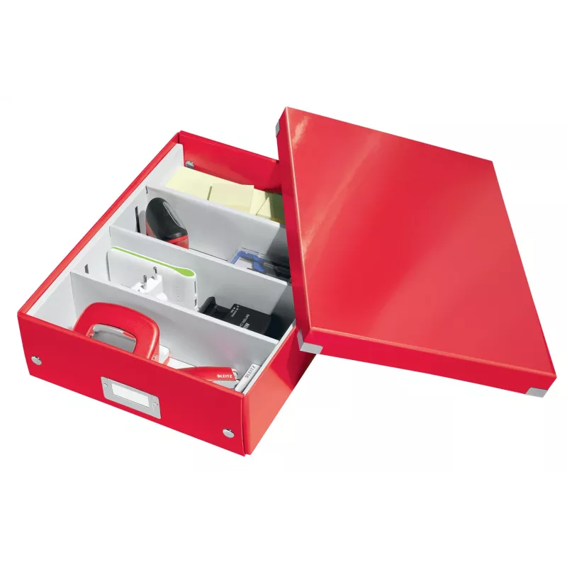 Leitz Click & Store WOW Caixa organizadora média, caixa de arrumação, vermelho, retangular, cartão, monocromático, interior