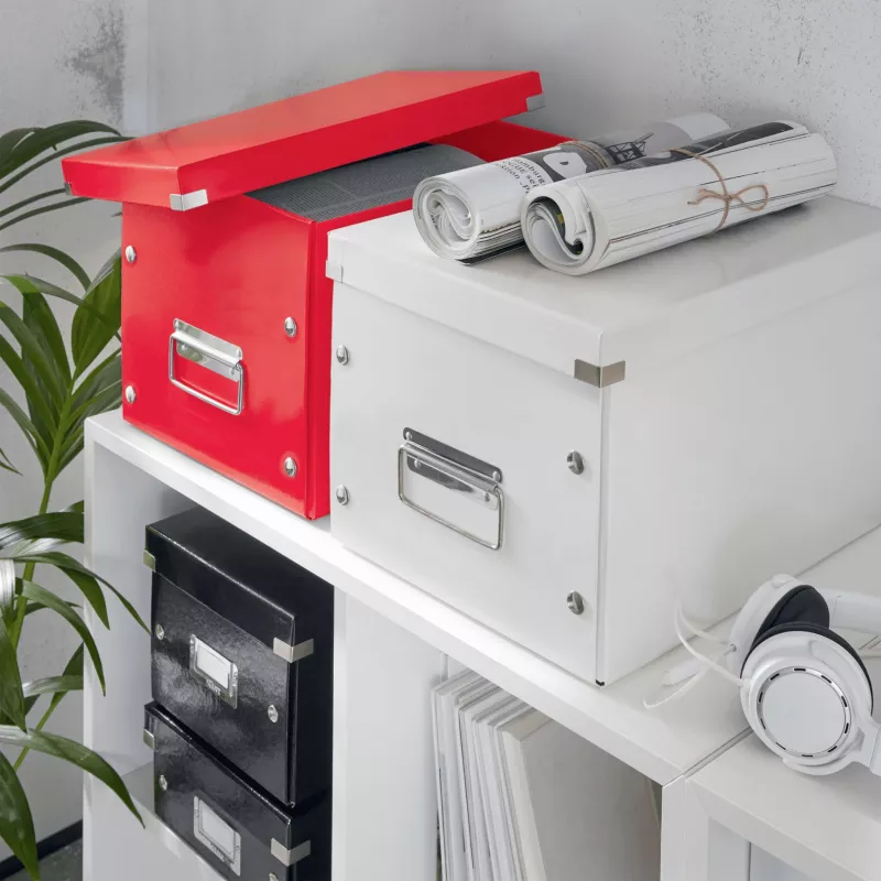 Leitz Caixa Click & Store WOW Cube Large caixa de arrumação, caixa de arrumação, vermelho, retangular, cartão, monocromático, interior