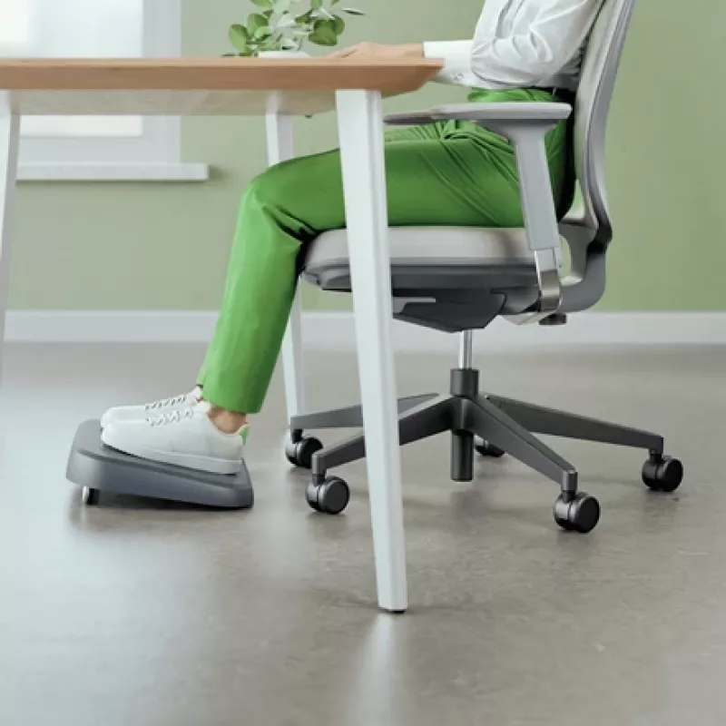Leitz Ergo Apoio de pés ajustável para secretária, 80 % plástico reciclado, cinzento, plástico reciclado, 34 cm, 42 cm, 340 mm, 420 mm
