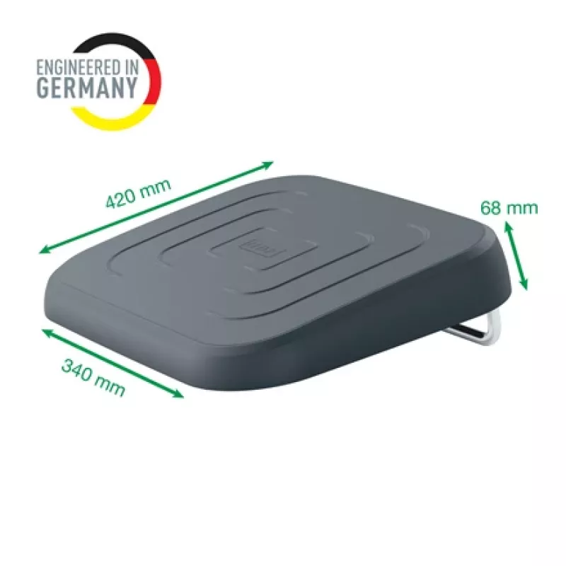 Leitz Ergo Apoio de pés ajustável para secretária, 80 % plástico reciclado, cinzento, plástico reciclado, 34 cm, 42 cm, 340 mm, 420 mm