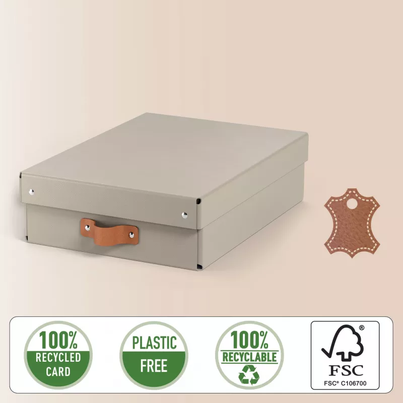 Leitz Puro caixa de arrumação com tampa, média baixa, 8L, 100% cartão reciclado, pack de 2