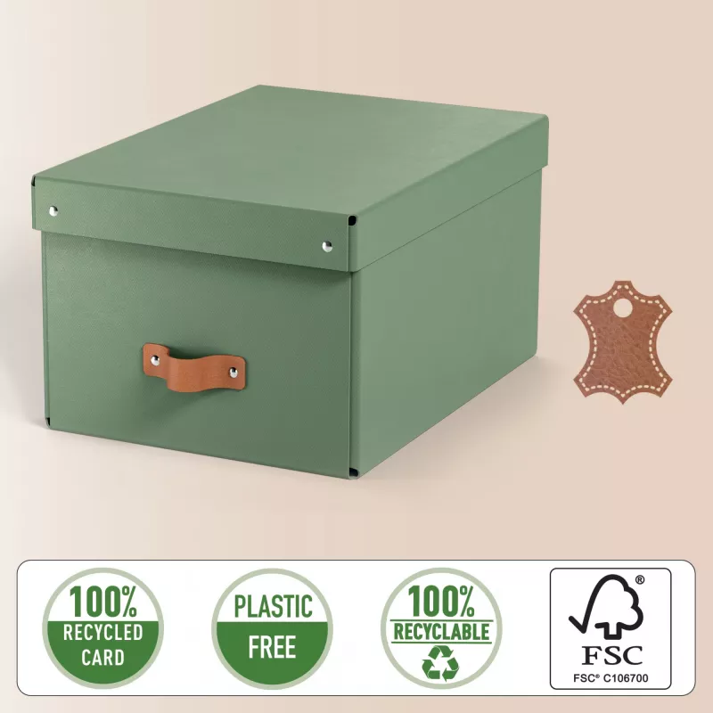 Leitz Puro Caixa de arrumação com tampa, média, 17 L, 100% cartão reciclado, pack de 2