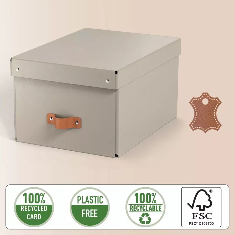 Leitz Puro Caixa de arrumação com tampa, média, 17 l, 100 % cartão reciclado, pack de 2