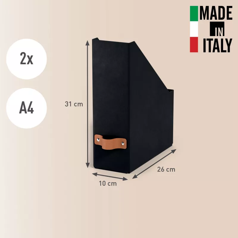 Leitz Puro Caixa para revistas, 100 % cartão reciclado, pack de 2, preto, cartão, 100 mm, 260 mm, 310 mm, 310 g
